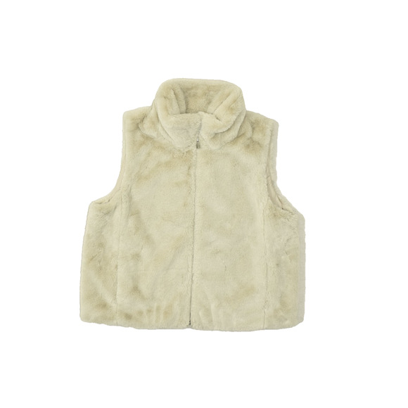 LOFT Outlet Women's Faux Fur Vest Regular Size M Beige Full Zip Warm Soft - Picture 1 of 8